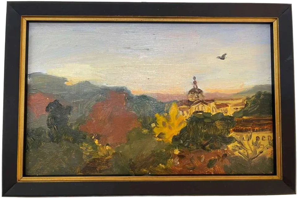 When the sun sat we began to ripple apart, Oil on wood panel, 2026 — T. Cheung-Damonte